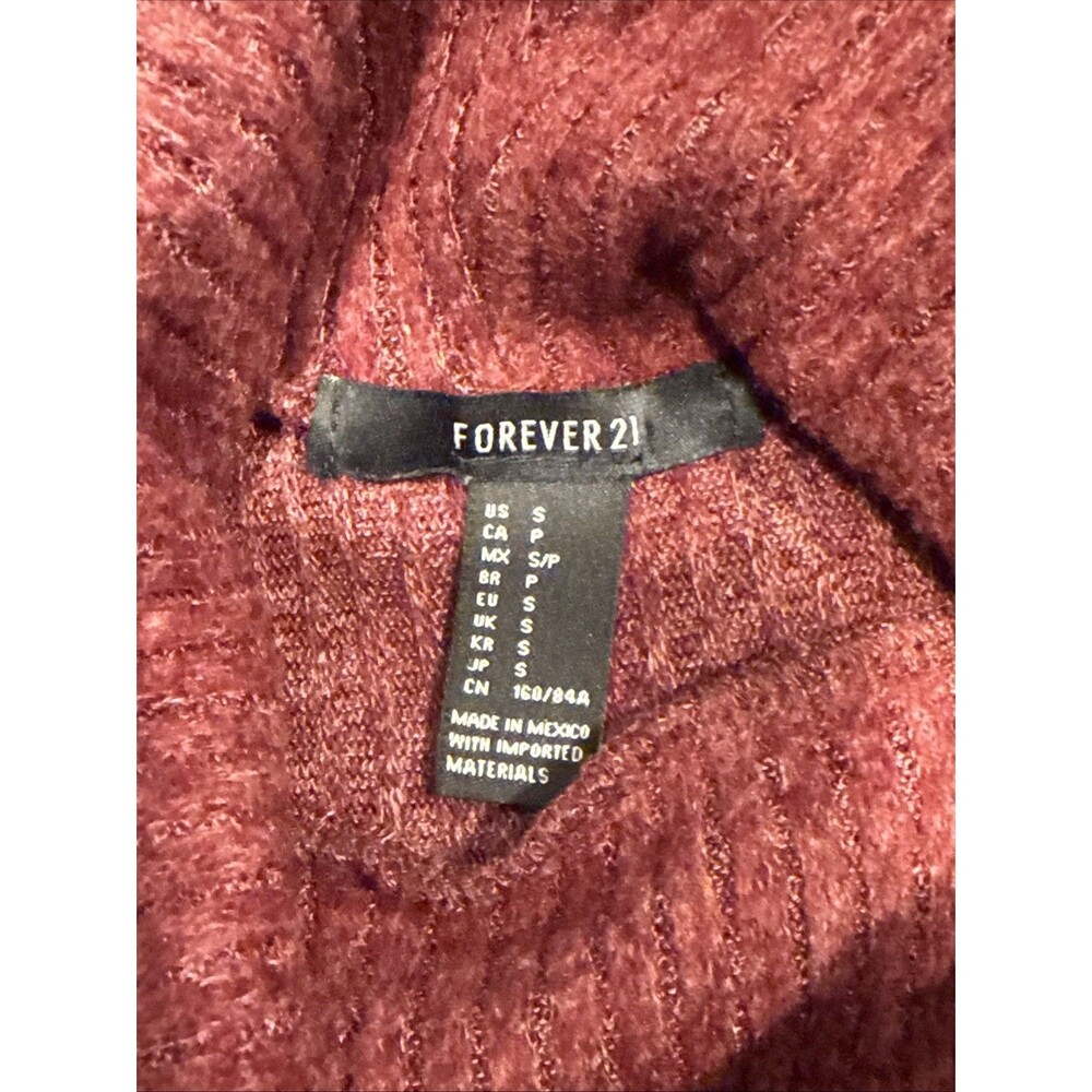 Forever 21 Womens Sweater Size Small Long Sleeve Solid Turtleneck Soft Maroon - Picture 5 of 5